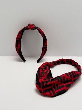 Women’s Black & Red Patterned Headbands - Set of 2